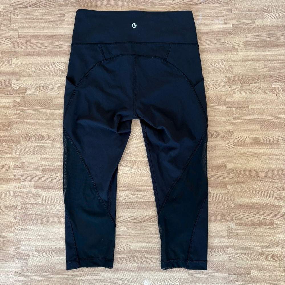 Lululemon Athletica Black Womens Leggings Mesh Yoga Workout Running Size 6 - Picture 4 of 14